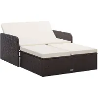 vidaXL 2-delige Loungeset met kussens poly rattan bruin