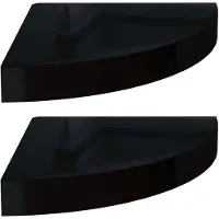 vidaXL Hoekschappen zwevend 2 st 25x25x3,8 cm MDF hoogglans zwart