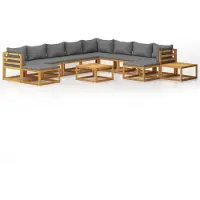 vidaXL 12-delige Loungeset met kussens massief acaciahout