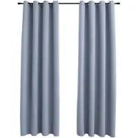 vidaXL Gordijn verduisterend met metalen ringen 2 st 140x225 cm grijs