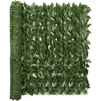vidaXL Balkonscherm met donkergroene bladeren 300x100 cm