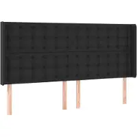 vidaXL Hoofdbord met randen 203x16x118/128 cm kunstleer zwart