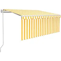vidaXL Luifel met rolgordijn, LED en windsensor 3,5x2,5 m geel en wit