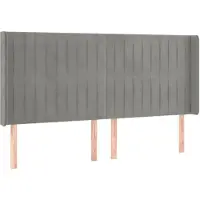 vidaXL Hoofdbord met randen 163x16x118/128 cm fluweel lichtgrijs