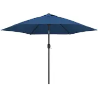 vidaXL Parasol met LED-verlichting en stalen paal 300 cm azuurblauw