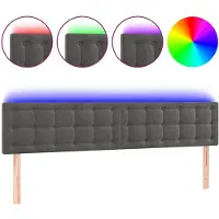 vidaXL Hoofdbord LED 160x5x78/88 cm fluweel donkergrijs