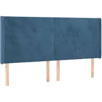 vidaXL Hoofdbord met randen 203x16x118/128 cm fluweel donkerblauw