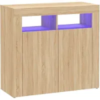 vidaXL Dressoir met LED-verlichting 80x35x75 cm sonoma eikenkleurig