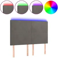 vidaXL Hoofdbord LED 144x5x118/128 cm fluweel donkergrijs
