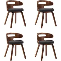 vidaXL Eetkamerstoelen 4 st gebogen hout en stof donkergrijs
