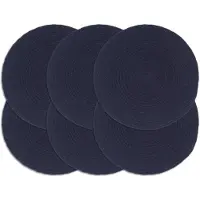 Super Merchant Placemats 6 st rond 38 cm katoen effen marineblauw