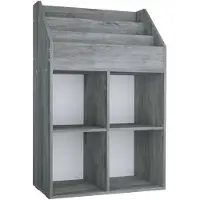 vidaXL Kindertijdschriftenrek 71x30x114 cm bewerkt hout betongrijs