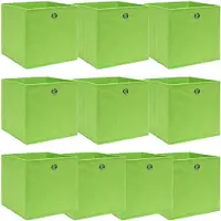 vidaXL Opbergboxen 10 st 32x32x32 cm stof groen