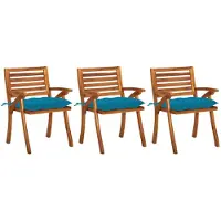 vidaXL Tuinstoelen 3 st met kussens massief acaciahout