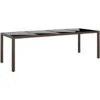vidaXL Tuintafel met glazen blad poly rattan bruin
