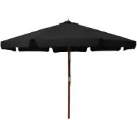 vidaXL Parasol met houten paal 330 cm zwart