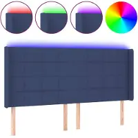 vidaXL Hoofdbord LED 163x16x118/128 cm stof blauw
