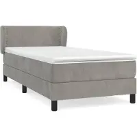 vidaXL Boxspring met matras fluweel lichtgrijs 90x200 cm
