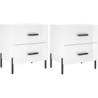 vidaXL Nachtkastjes 2 st 40x35x47,5 cm bewerkt hout hoogglans wit