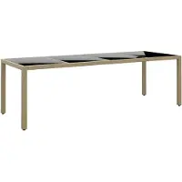 vidaXL Tuintafel met glazen blad poly rattan beige