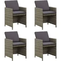 vidaXL Tuinstoelen 4 st met kussens poly rattan grijs