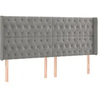 vidaXL Hoofdbord met randen 203x16x118/128 cm fluweel lichtgrijs