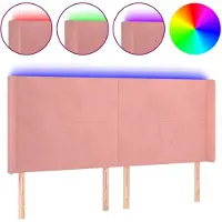 vidaXL Hoofdbord LED 183x16x118/128 cm fluweel roze