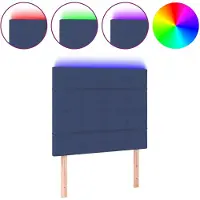 vidaXL Hoofdbord LED 90x5x118/128 cm stof blauw