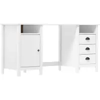 vidaXL Bureau Hill, wit, 150x50x74 cm, massief grenenhout