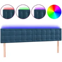 vidaXL Hoofdbord LED 200x5x78/88 cm fluweel donkerblauw