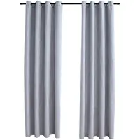vidaXL Gordijn verduisterend met metalen ringen 2 st 140x175 cm grijs