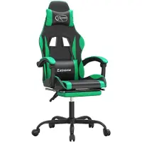 vidaXL Gamestoel met voetensteun kunstleer zwart en groen