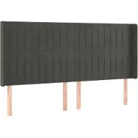 vidaXL Hoofdbord met randen 163x16x118/128 cm fluweel donkergrijs