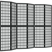 vidaXL Kamerscherm inklapbaar 6 panelen Japanse stijl 240x170 cm zwart