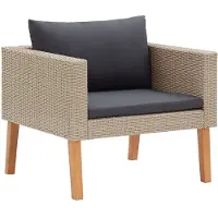vidaXL Tuinbank eenzits met kussens poly rattan beige