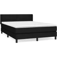 vidaXL Boxspring met matras stof zwart 140x190 cm