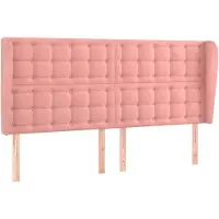 vidaXL Hoofdbord met randen 203x23x118/128 cm fluweel roze
