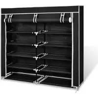 vidaXL Schoenenkast met hoes 115x28x110 stof zwart online kopen
