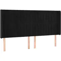 vidaXL Hoofdbord met randen 203x16x118/128 cm fluweel zwart