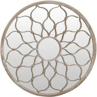 vidaXL Tuinspiegel rond 60x3 cm ijzer zandkleurig