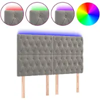 vidaXL Hoofdbord LED 144x7x118/128 cm fluweel lichtgrijs