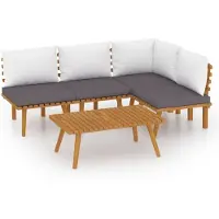 vidaXL 5-delige Loungeset met kussens massief acaciahout