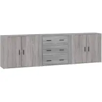 vidaXL Dressoirs 3 st bewerkt hout grijs sonoma eikenkleurig