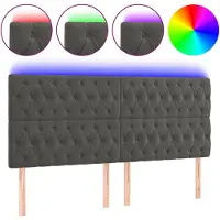 vidaXL Hoofdbord LED 200x7x118/128 cm fluweel donkergrijs