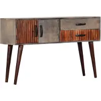 vidaXL Wandtafel 120x35x75 cm massief ruw mangohout grijs