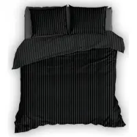 Satin d'or Dekbedovertrek Streep Zwart Satijn-140 x 200 / 220 cm | 1-Persoons