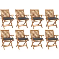 vidaXL Opklapbare stoelen met kussens, 8 stuks, massief teakhout