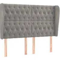 vidaXL Hoofdbord met randen 147x23x118/128 cm fluweel lichtgrijs
