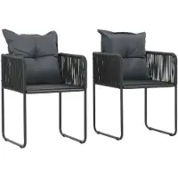 vidaXL Tuinstoelen 2 st met kussens poly rattan zwart
