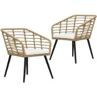vidaXL Tuinstoelen 2 st met kussens poly rattan eikenkleurig